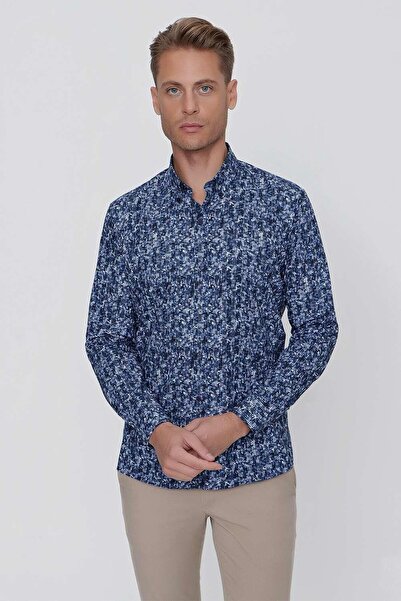 Efor G 1521 Slim Fit Lacivert Spor Gömlek