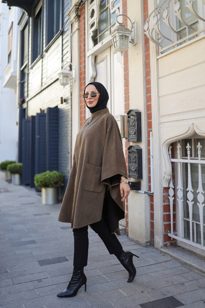 KADEEM SUEDE PONCHO & Χακί