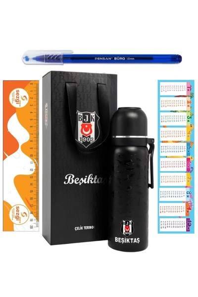 Beşiktaş Licensed 650ml New Season Steel Thermos with Cup (Black Color) Special Boxed Sezgistore Difference in Price...