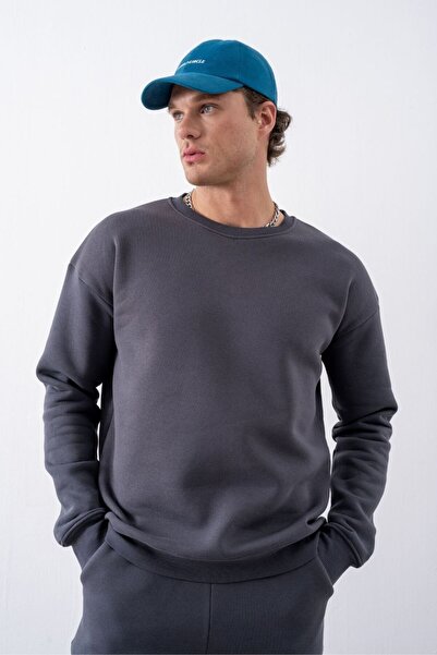gothamvibes Men's Vibe Oversize Anthracite Sweatshirt
