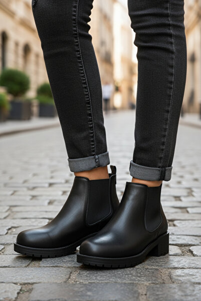 Polaris Sıcak Astarlı Rahat Taban Günlük Kadın Bot Siyah