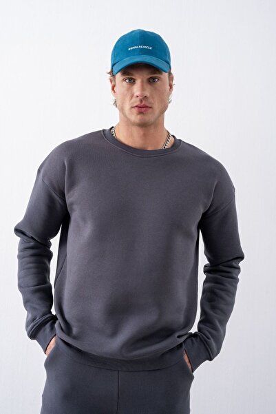gothamvibes Erkek Vibe Oversize Antrasit Sweatshirt