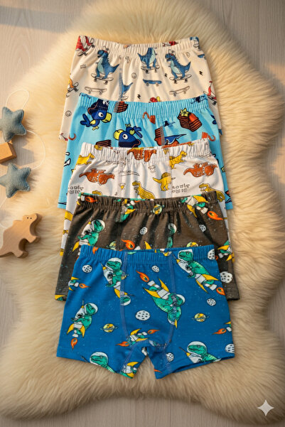 MADALİNA مجموعة بوكسر للأولاد مكونة من 5 قطع بنمط الضفدع القطني بنسبة 95%