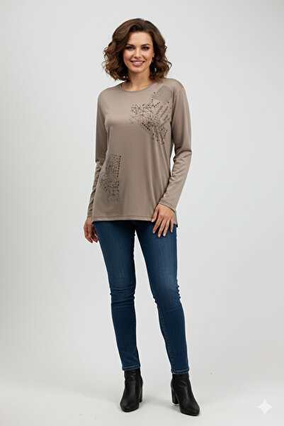 Pelikan Büyük Beden Bisiklet Yaka Penye Bluz 0636