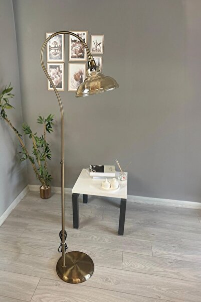 Bamyum Bal Rengi Cam Lambader Soru İşareti Gövde Modern Dekoratif Metal Oturma Odası Zemin Lambası