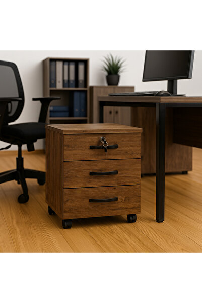 ModernEvveOfis Üç Çekmeceli Keson - Barok Ceviz
