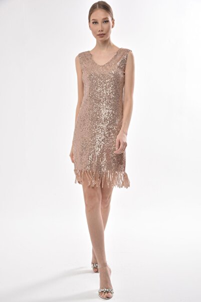 Asees Stylish Elegant Women's Evening Dress - Tasseled Sequined Homecoming Dress and Skirts