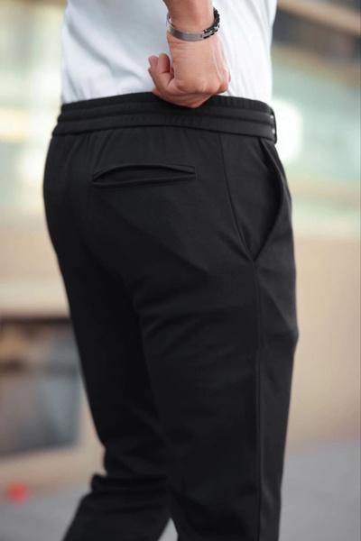 ARONA Mdb Men's Diagonel Ikro Textured Pocket Waistband Trousers Black