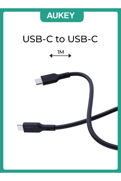 AUKEY 1m 140W Silicone USB C to USB C Cable Black