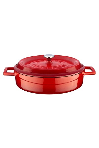 Lava Trendy Lid Multi-Purpose Cast Iron Flat Pot Red 24 Cm