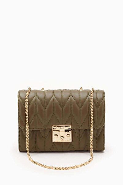 Levidor Haki Gold Zincirli Kapitone Omuz Çantası