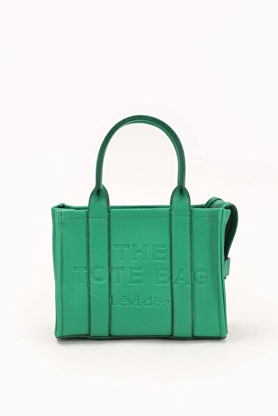 Levidor Grass Green - Text Printed Handbag with Studable Strap