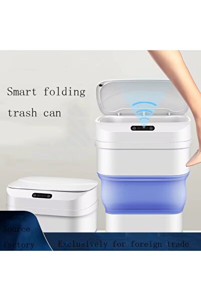 Razo Smart trash can with motion sensor, foldable, 8L - 17.5 L, White with Blue