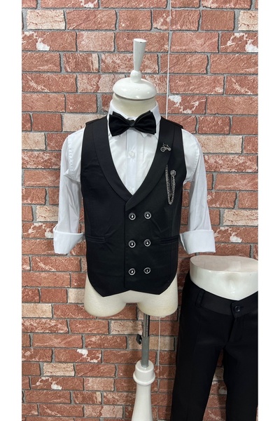 HAYTA Gyerekmellény szett inggel 0-1 éves korig - 14 éves ezüst fekete