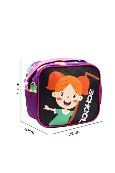 Sentor 3 Compartment Primary School School Backpack and Lunch Box School Black-Purple