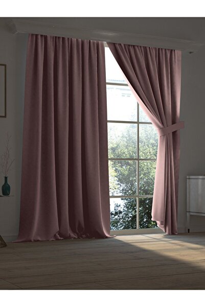 Demor Home High Quality Powder Pink Blackout Background Curtain Extrafor Gathered Single Wing