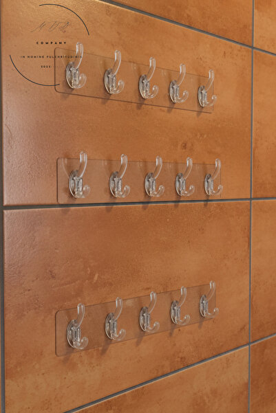 Modo Di Bellezza Şeffaf Ultra Güçlü Yapışkanlı 5'li Askılık, Kendinden Yapışkanlı Şeffaf Askı 3 Adet Yapışkan Askı