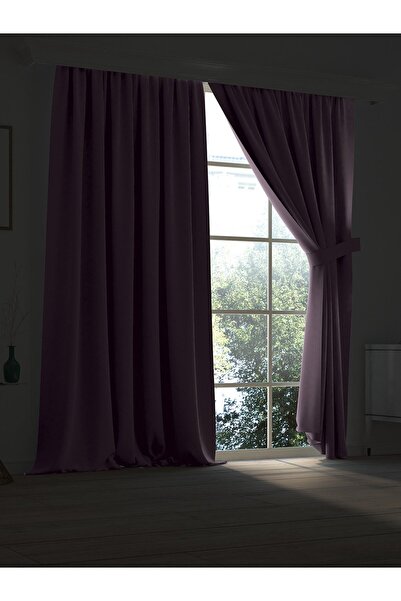 Demor Home High Quality Lavender Color Blackout Background Curtain Extrafor Gathered Single Wing