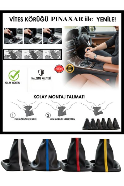 pınaxar Hyundai I40 Black Leather Prime Design Red Stripe Gear Shift Boot