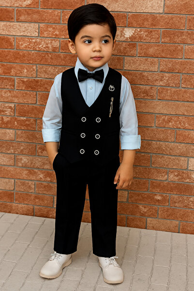 HAYTA Gyerekmellény szett inggel 0-1 éves korig - 14 éves ezüst fekete