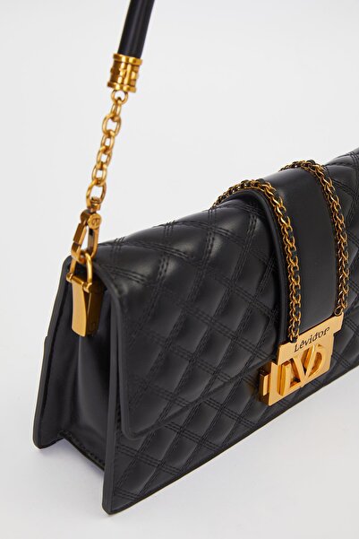 Levidor Black Chain Belt Pattern Shoulder Bag