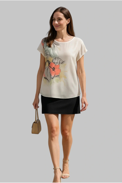 Jessica Dafer Renita Dijital Baskı Şifon Bluz