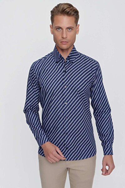 Efor G 1517 Slim Fit Lacivert Spor Gömlek