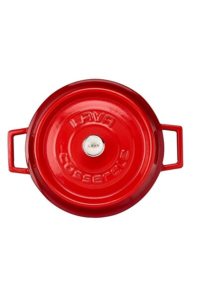 Lava Trendy Lid Multi-Purpose Cast Iron Flat Pot Red 24 Cm
