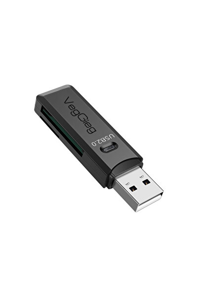 Veggieg USB 2.0 SD ve Micro SD Hafıza Kart Okuyucu Siyah