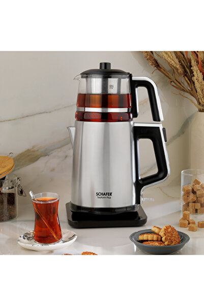 Schafer Teaform Plus Paslanmaz Çay Makinesi-Inox/Cam Demlik