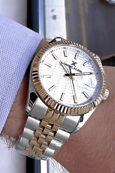 Daniel Klein Original 3 Atm Water Resistant Men's Wristwatch Silver Color Steel Band and Gift Bracelet Dker2039C1