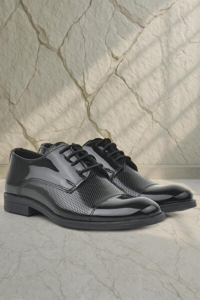 Rakerplus Black Patent Leather Lace-Up Oxford Children's Classic Shoes