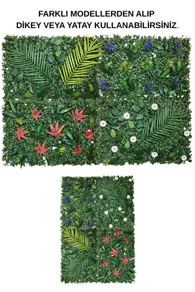 DekorYapayÇiçek Duvar Yapay Çiçek Kaplama Paneli 40x60 Cm Şimşir Çim Dikey Bahçe
