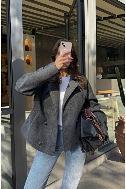 SHILSEE BEUTİQUE ЖІНОЧИЙ КАШЕ КРУВАЗЕ КОМИР З ПЛЕЧАМИ І ГУДЗИКАМИ АНТРАЦИТ