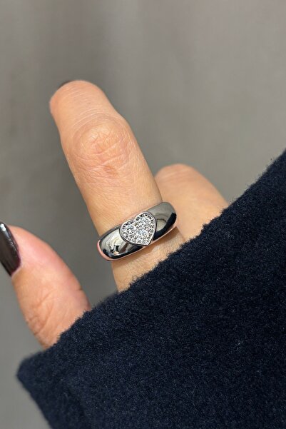 Lavian Accessories Heartline Kalın Bombeli Zirkon Taşlı yüzük