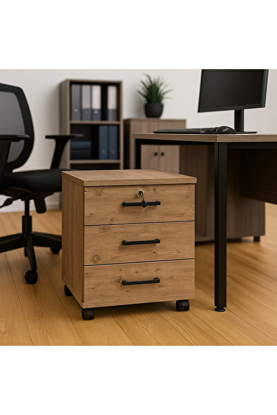 ModernEvveOfis Üç Çekmeceli Keson - Atlantik Çam