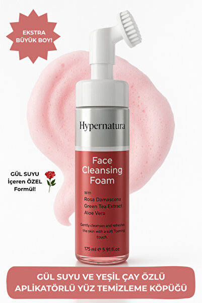 Hypernatura BÜYÜK BOY ! Yüz Temizleme Köpüğü - Gül Suyu Ve Yeşil Çay Özlü– Gö...