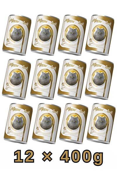 Pet Steps Meow Adult Cat Food – Beef, High-Protein Wet Meal, 400g - 12 Pcs