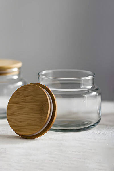 Rakle Basic Bambu Kapaklı 12'li Cam Kavanoz Seti 350 cc