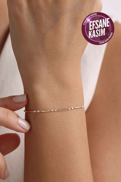 Gianfranco 14 Ayar Altın Beyaz Mineli Golf Line Bileklik