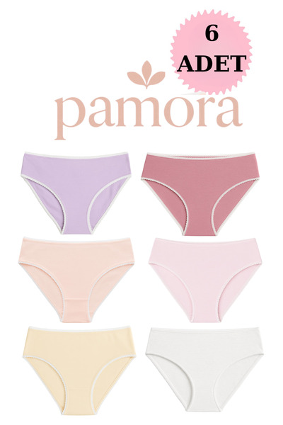 PAMORA 6-Piece Women's Cotton All-Way Stretch Bikini Panties Set – Breathable Comfortable Fabric