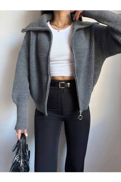 Nopen Knitwear Women's Anthracite Knitwear Cardigan