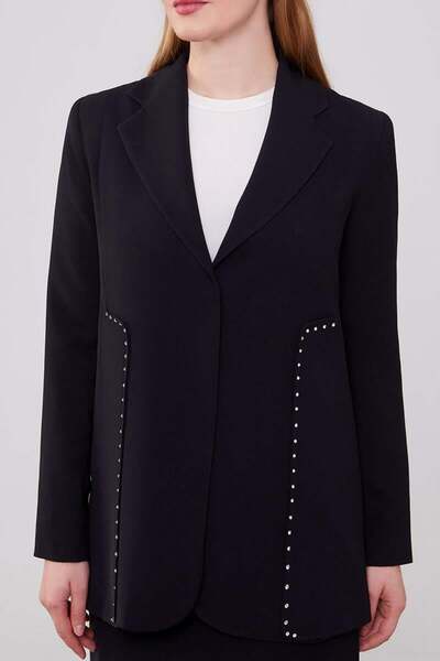 Levidor Stone Detailed Black Jacket Set