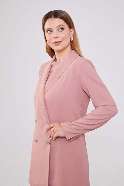 Levidor Double Breasted Blazer Jacket Set - Powder