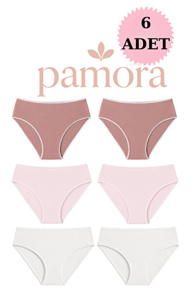 PAMORA مجموعة ملابس داخلية نسائية مكونة من 6 قطع من القطن المرن في جميع الاتج...