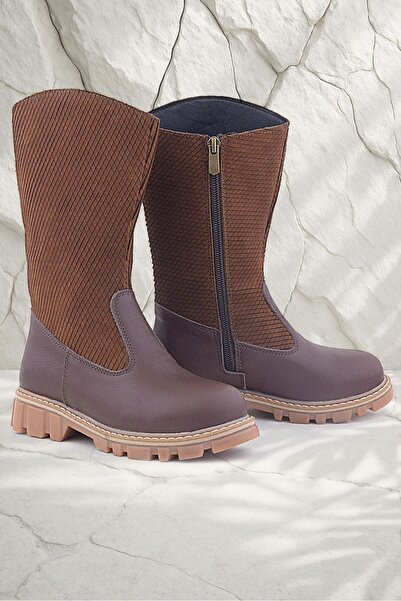 Rakerplus Шкіряні довгі дитячі черевики для дівчаток з застібкою-блискавкою, ...