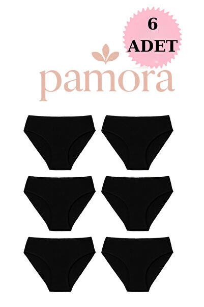 PAMORA Set de 6 chiloți de bikini din bumbac pentru femei, flexibili în toate...