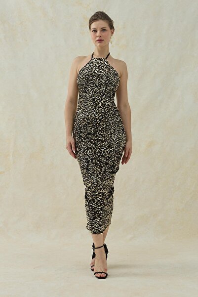 Elbee Fashion Woman Boyundan Bağlamalı Elbise