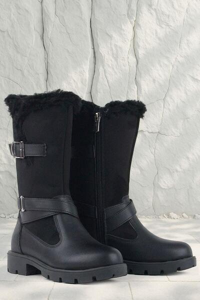 Rakerplus Черни дълги боти за момиче с цип