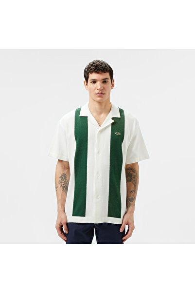 Lacoste Erkek Kısa Kollu Polo Yaka Renk Bloklu Beyaz Triko